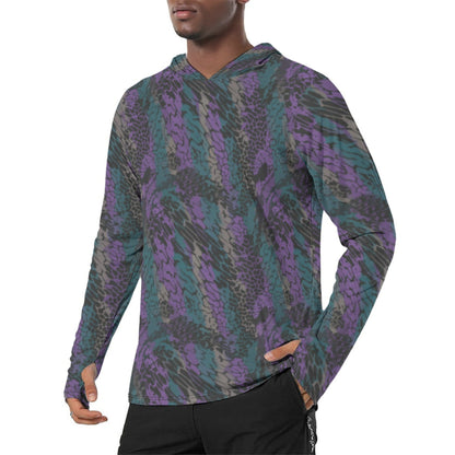 Modern Warfare Dragon Skin Neon CAMO Mens Sunscreen Sports Hoodie With Thumb Holes - S / White
