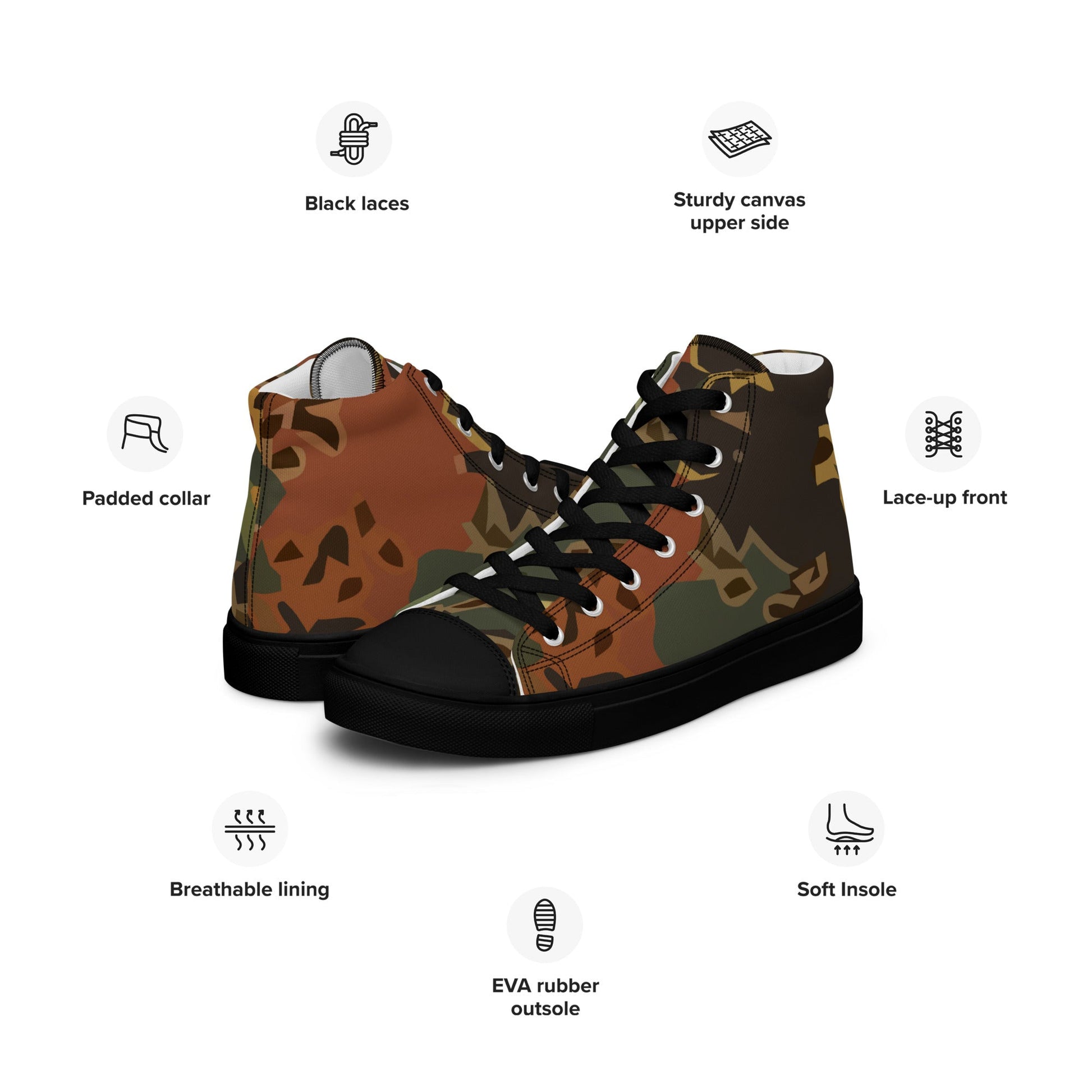 Modern Warfare Fractal Flecktarn Autumn CAMO Mens high top canvas shoes - High Top Canvas Shoes