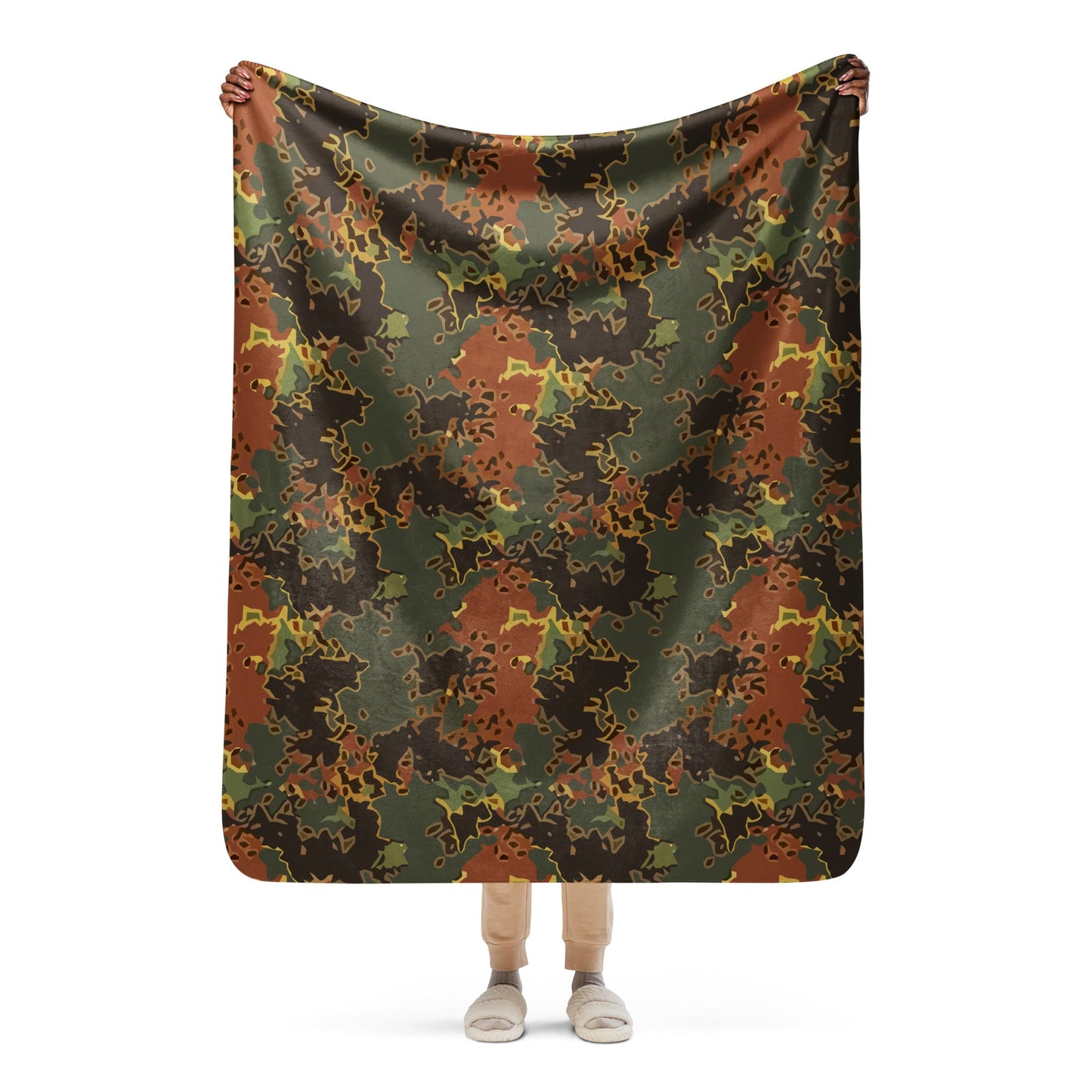 Modern Warfare Fractal Flecktarn Autumn CAMO Sherpa blanket - 50″×60″ - Blanket