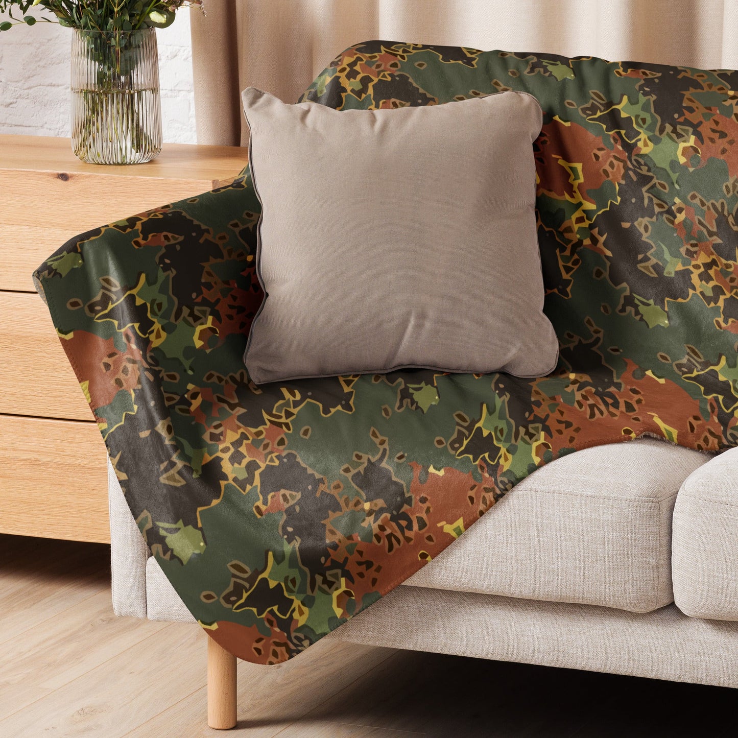 Modern Warfare Fractal Flecktarn Autumn CAMO Sherpa blanket - Blanket