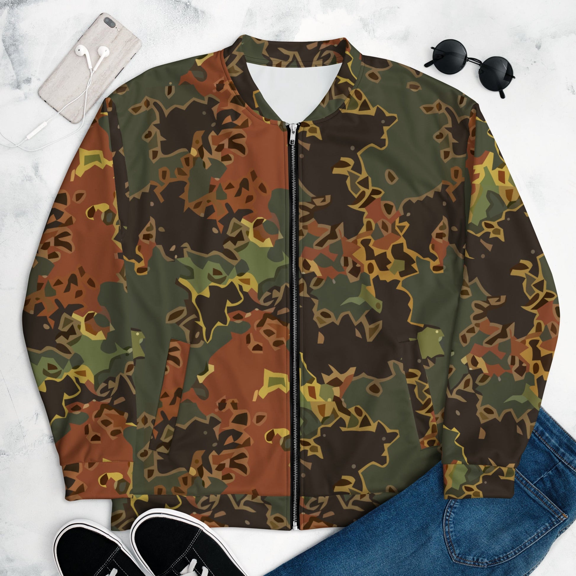 Modern Warfare Fractal Flecktarn Autumn CAMO Unisex Bomber Jacket - XS