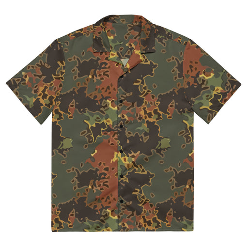 Autumn Fractal CAMO Unisex Short-Sleeve Button Shirt - 2XS - Button-Up