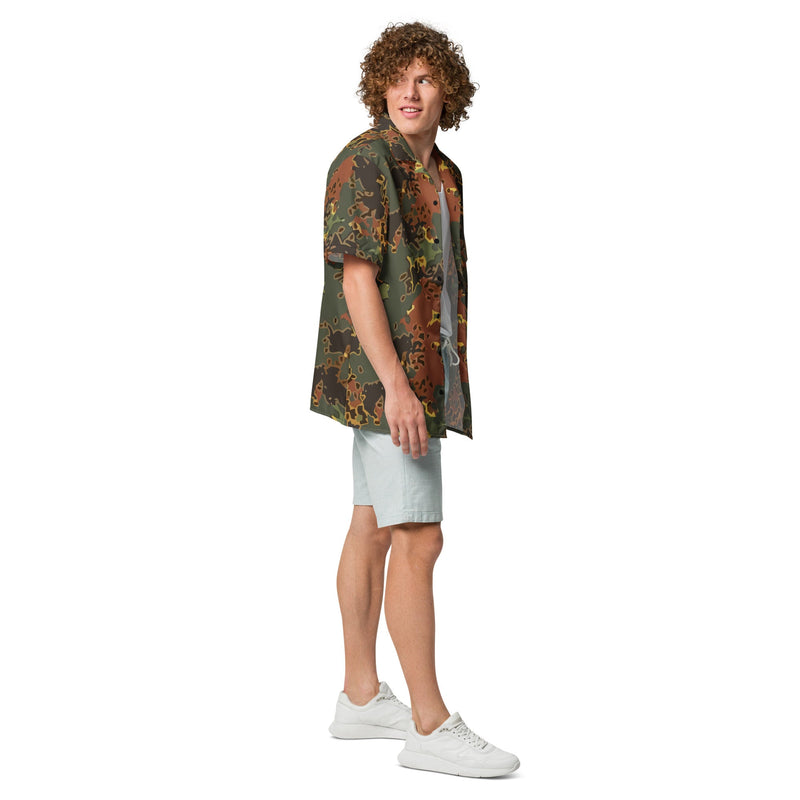 Autumn Fractal CAMO Unisex Short-Sleeve Button Shirt - Button-Up