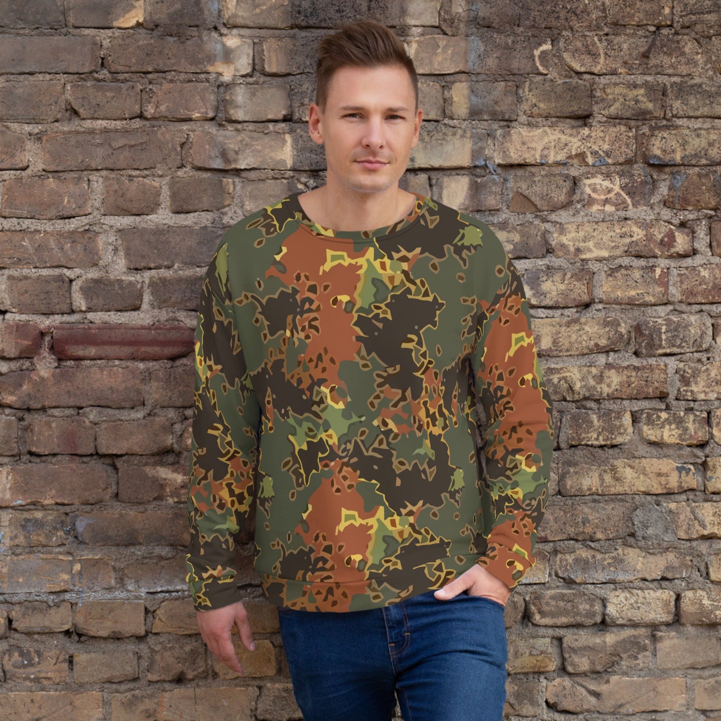 Modern Warfare Fractal Flecktarn Autumn CAMO Unisex Sweatshirt - XS - Sweatshirts