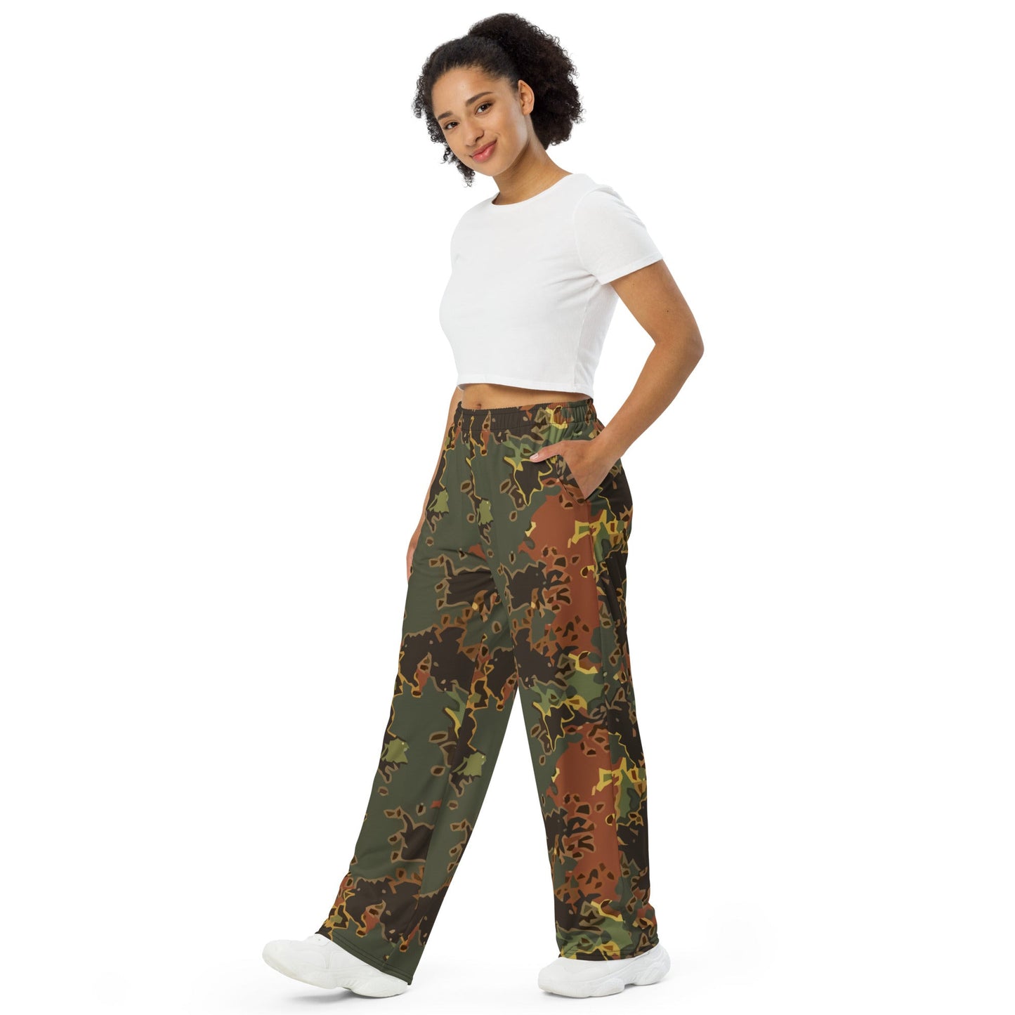 Modern Warfare Fractal Flecktarn Autumn CAMO unisex wide leg pants Wide Pants