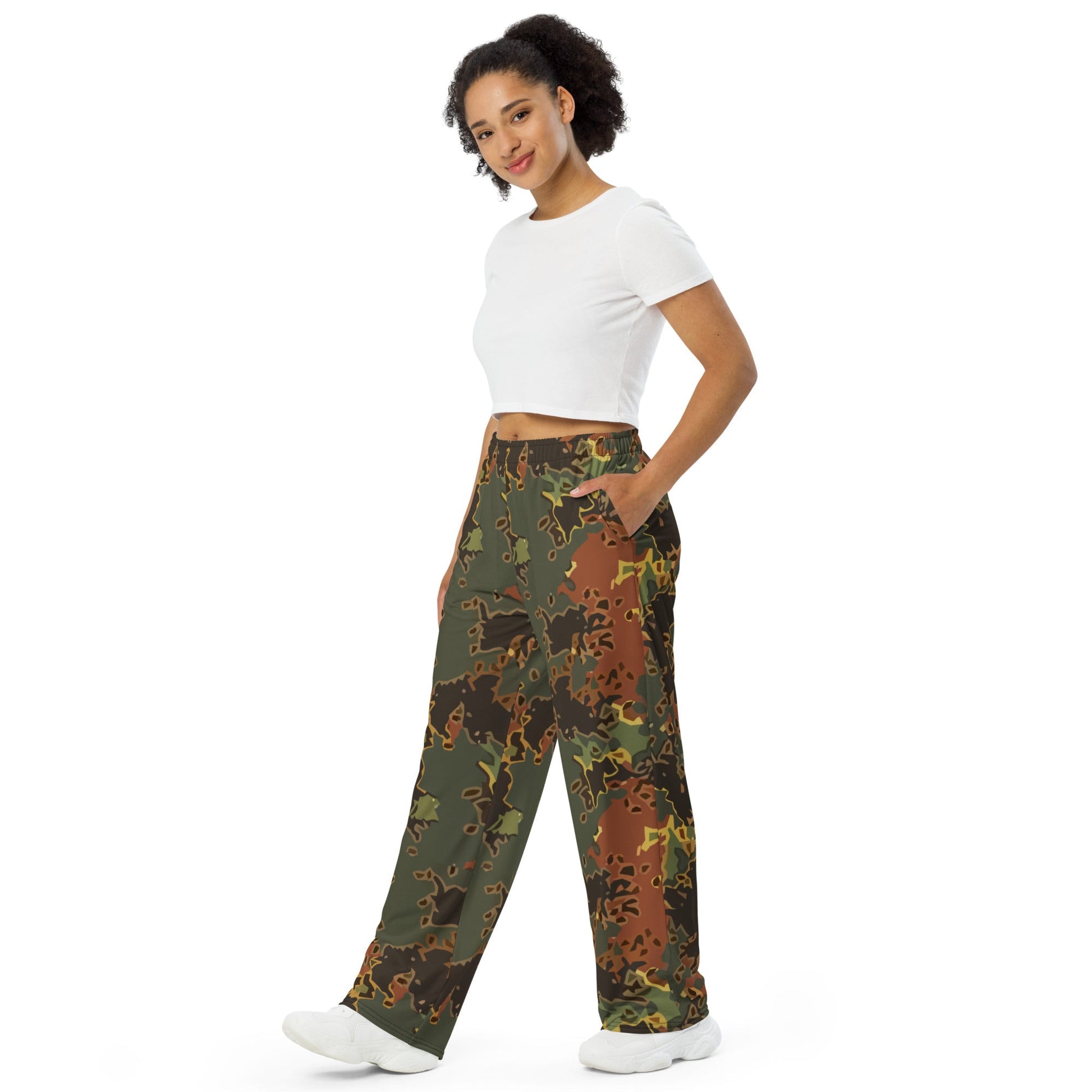 Modern Warfare Fractal Flecktarn Autumn CAMO unisex wide leg pants Wide Pants