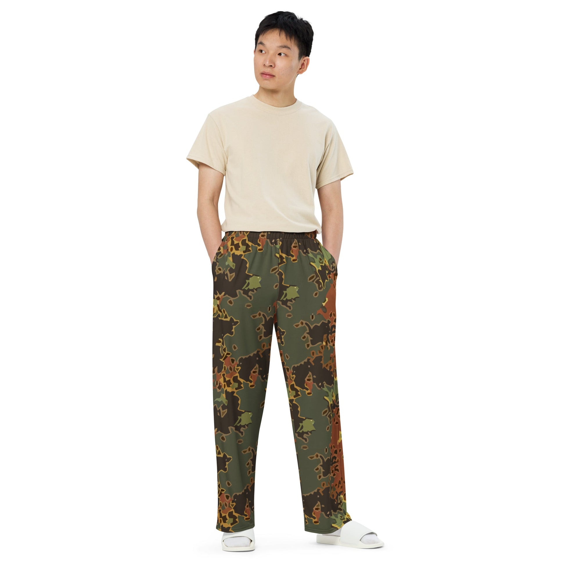 Modern Warfare Fractal Flecktarn Autumn CAMO unisex wide leg pants Wide Pants