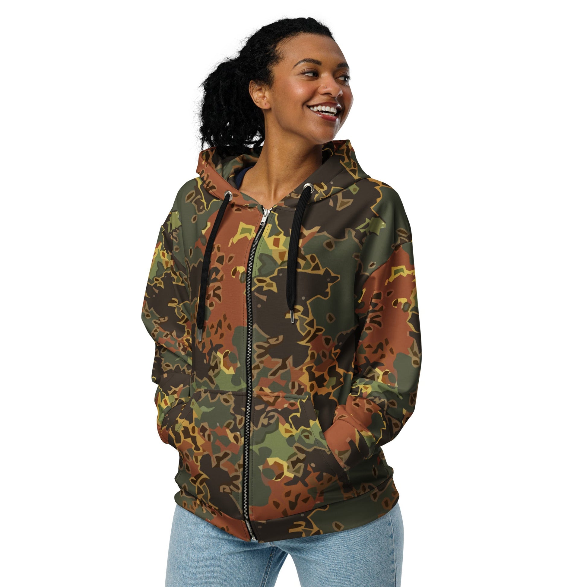 Modern Warfare Fractal Flecktarn Autumn CAMO Unisex zip hoodie Zip Hoodies