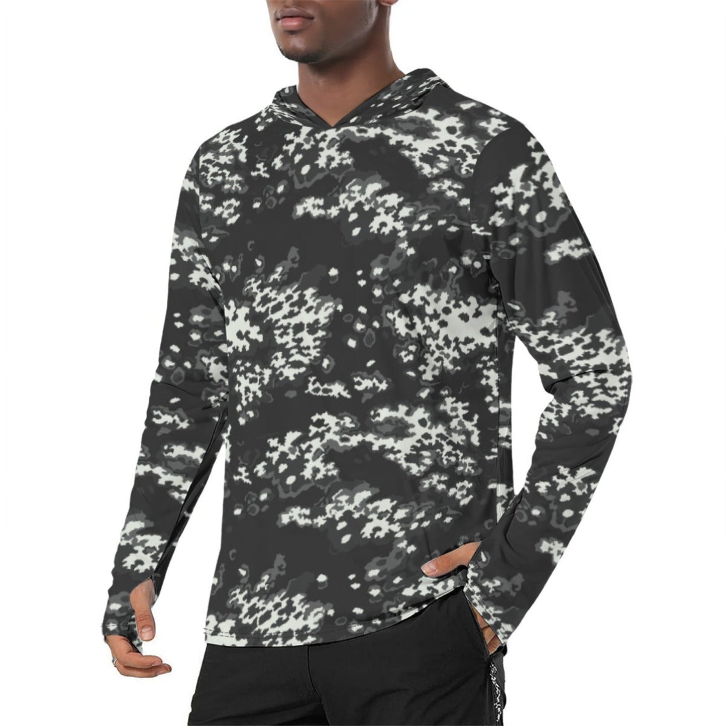 Modern Warfare Partizan Ghost Night CAMO Mens Sunscreen Sports Hoodie With Thumb Holes - S / White