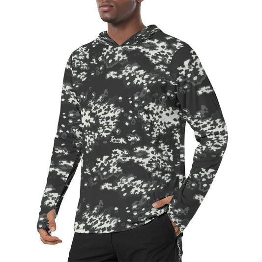 Modern Warfare Partizan Ghost Night CAMO Mens Sunscreen Sports Hoodie With Thumb Holes - S / White