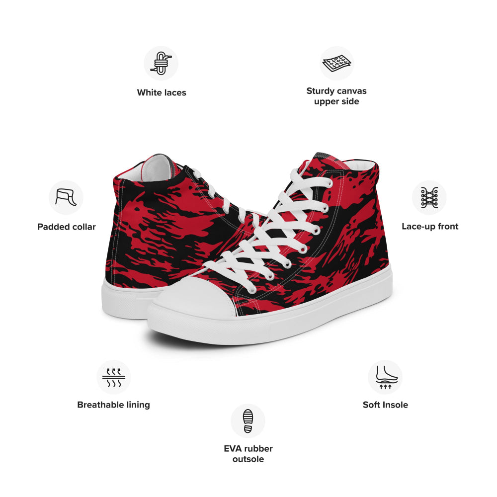 Modern Warfare Red Tiger Stripe CAMO Men’s high top canvas shoes - Mens High Top Canvas Shoes