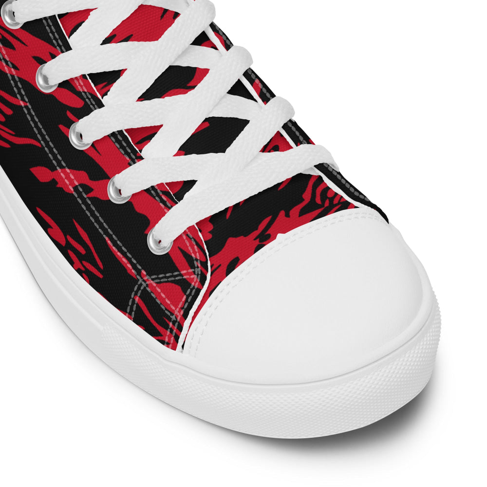 Modern Warfare Red Tiger Stripe CAMO Men’s high top canvas shoes - Mens High Top Canvas Shoes