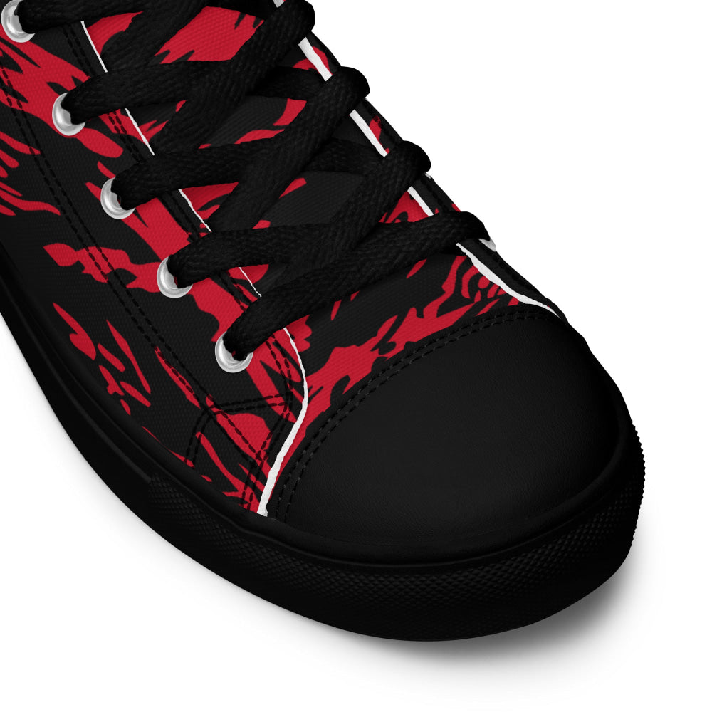 Modern Warfare Red Tiger Stripe CAMO Men’s high top canvas shoes - Mens High Top Canvas Shoes