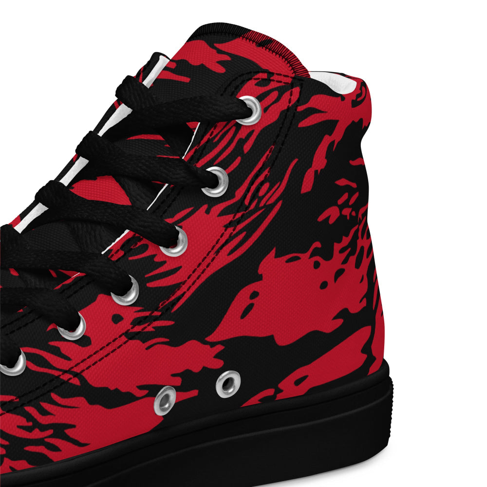 Modern Warfare Red Tiger Stripe CAMO Men’s high top canvas shoes - Mens High Top Canvas Shoes