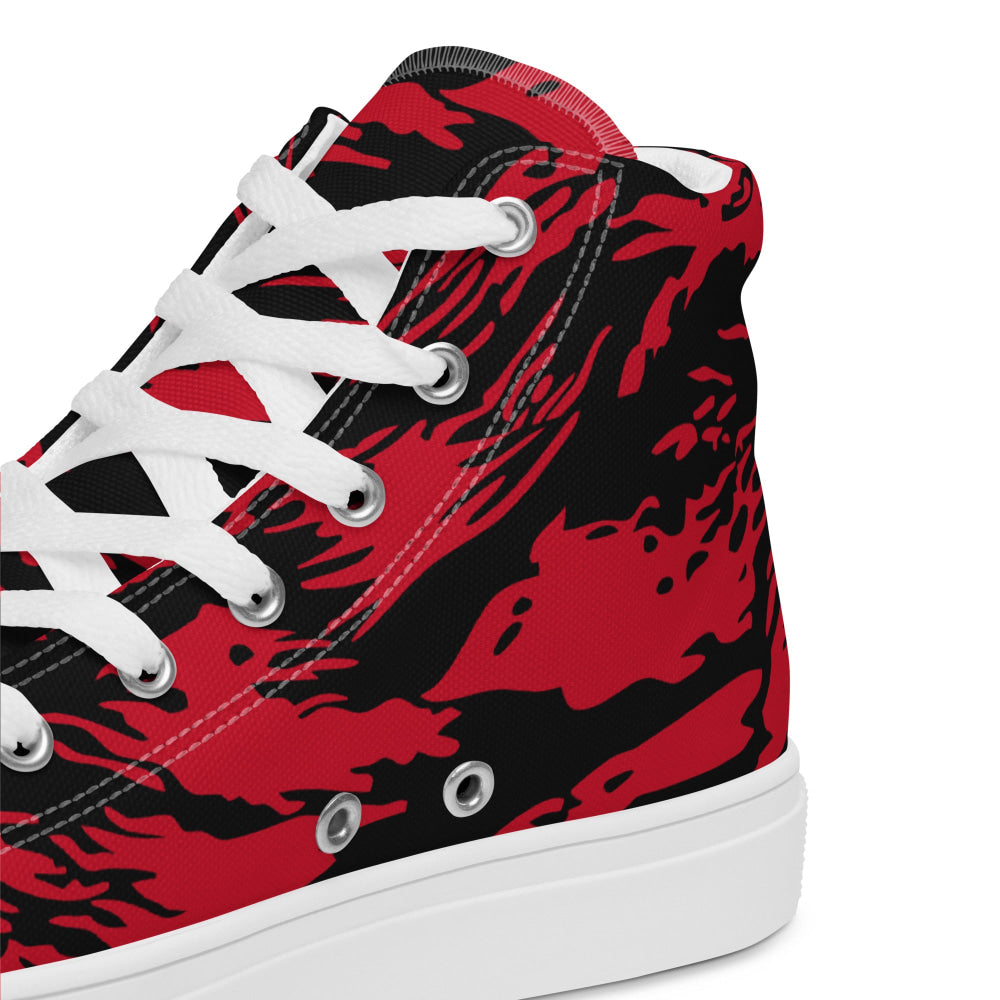 Modern Warfare Red Tiger Stripe CAMO Men’s high top canvas shoes - Mens High Top Canvas Shoes