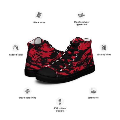 Modern Warfare Red Tiger Stripe CAMO Men’s high top canvas shoes - Mens High Top Canvas Shoes