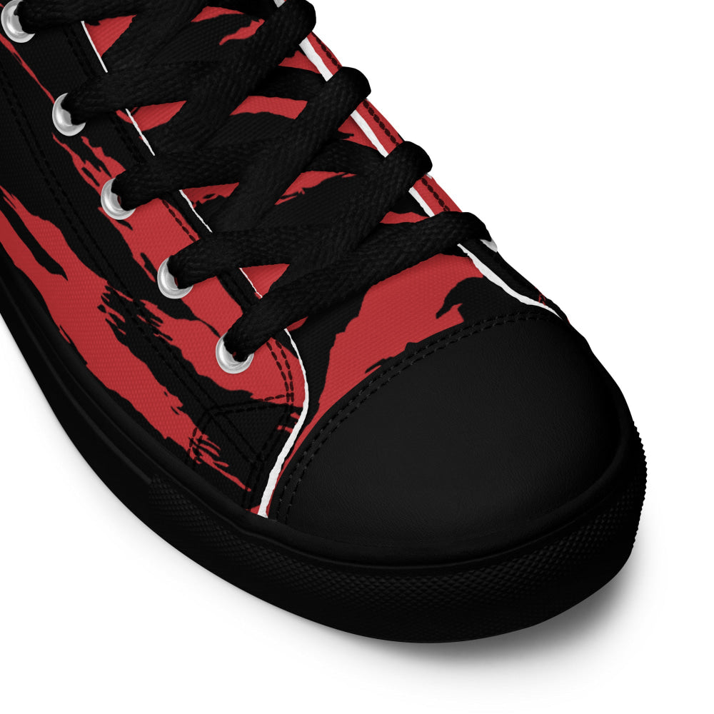 Modern Warfare Red Tiger Stripe CAMO Men’s high top canvas shoes - Mens High Top Canvas Shoes