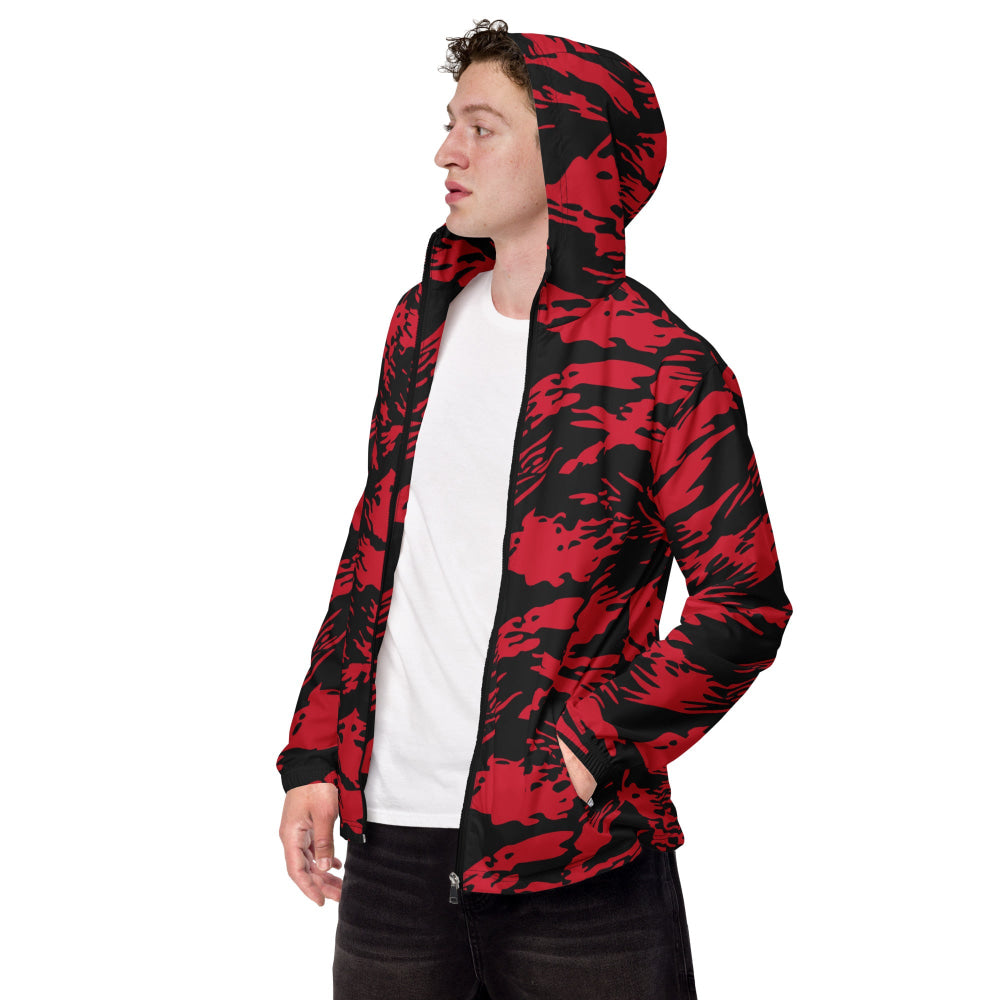 Modern Warfare Red Tiger Stripe CAMO Men’s windbreaker - XS - Mens Windbreaker