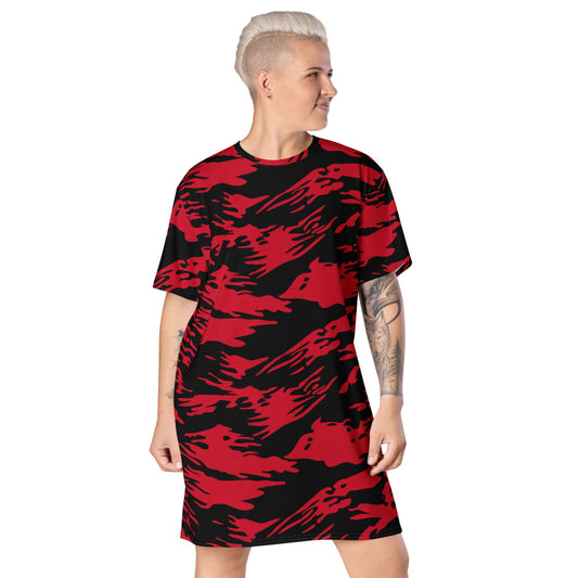 Modern Warfare Red Tiger Stripe CAMO T-shirt dress - 2XS - Womens T-Shirt Dress