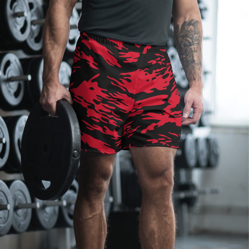 Modern Warfare Red Tiger Stripe CAMO Unisex Athletic Long Shorts - 2XS