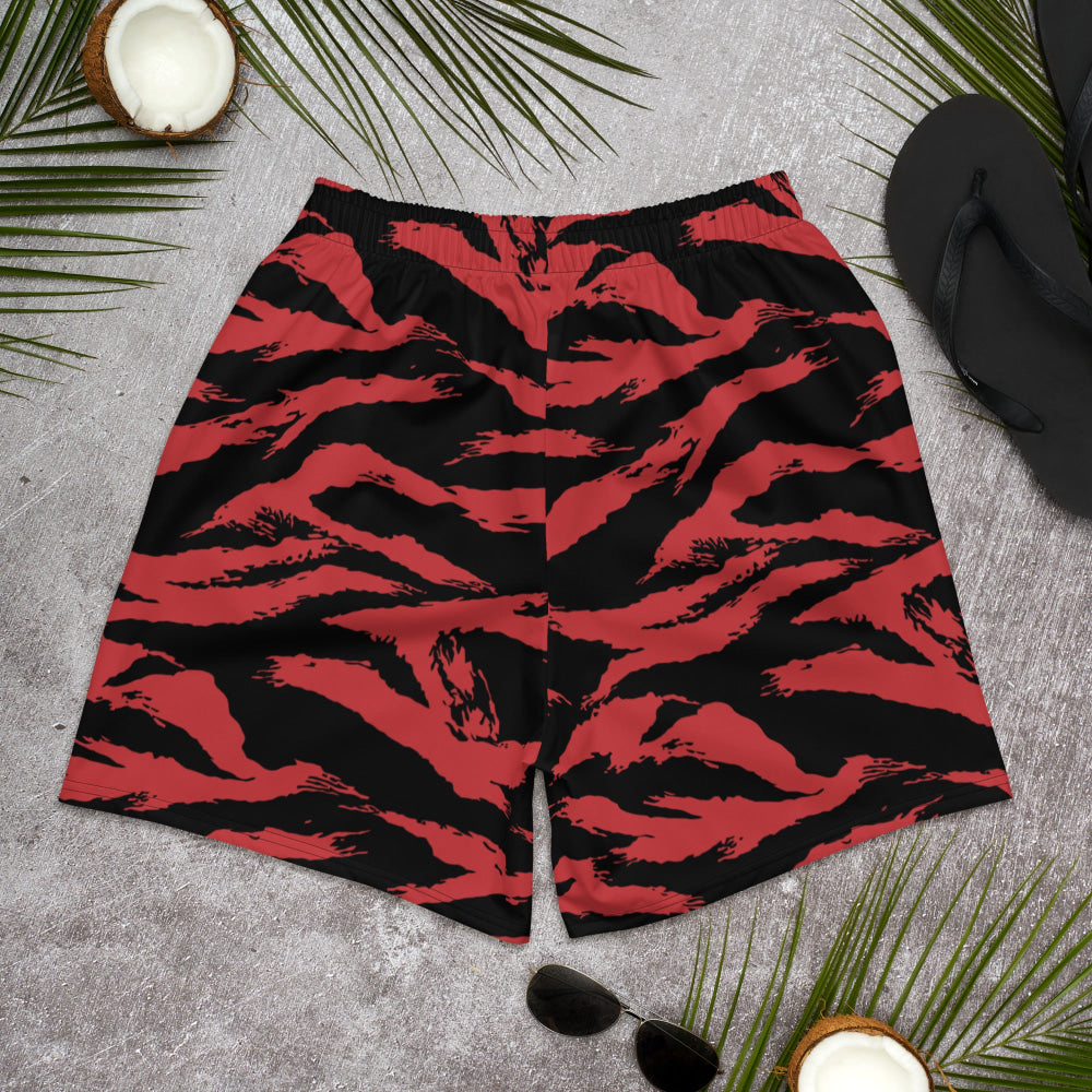 Modern Warfare Red Tiger Stripe CAMO Unisex Athletic Long Shorts