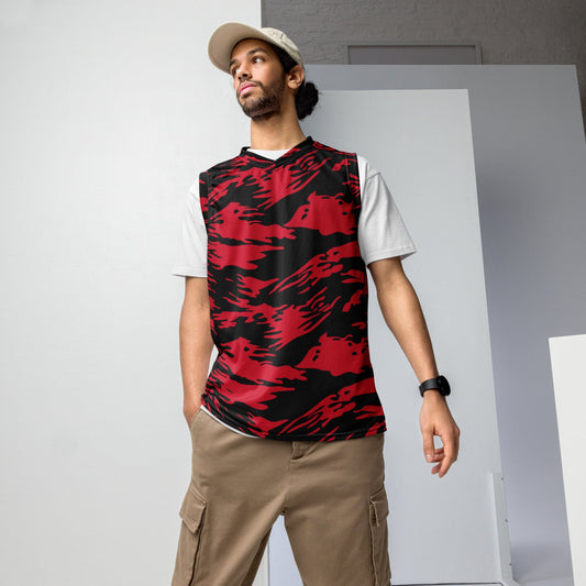 Modern Warfare Red Tiger Stripe CAMO unisex basketball jersey - 2XS - Unisex Basketball Jersey