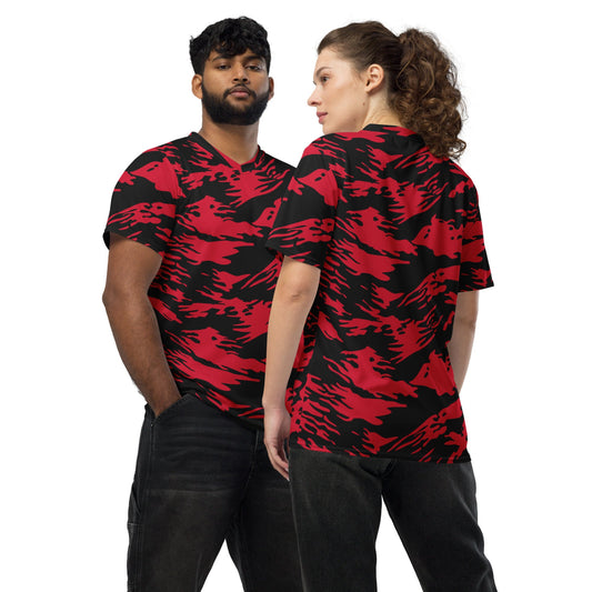 Modern Warfare Red Tiger Stripe CAMO unisex sports jersey - 2XS - Unisex Sports Jersey