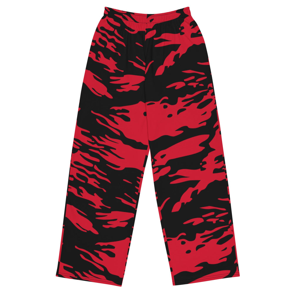 Modern Warfare Red Tiger Stripe CAMO unisex wide-leg pants - 2XS - Unisex Wide-Leg Pants