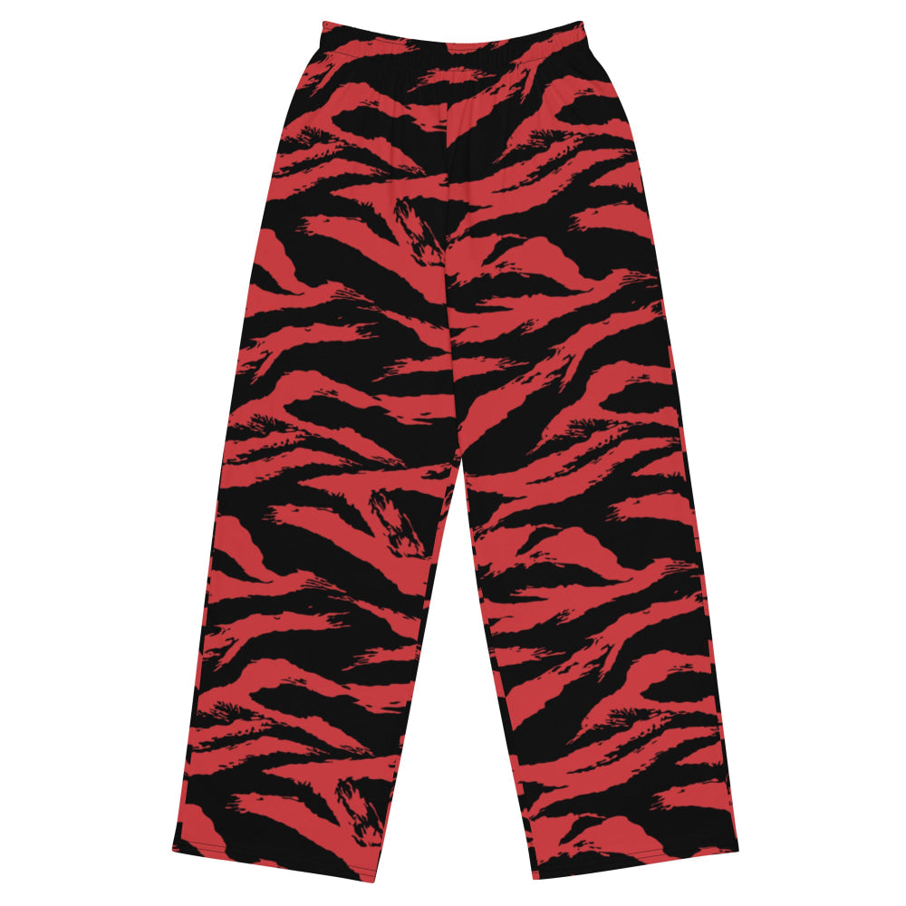 Modern Warfare Red Tiger Stripe CAMO unisex wide-leg pants - 2XS - Unisex Wide-Leg Pants