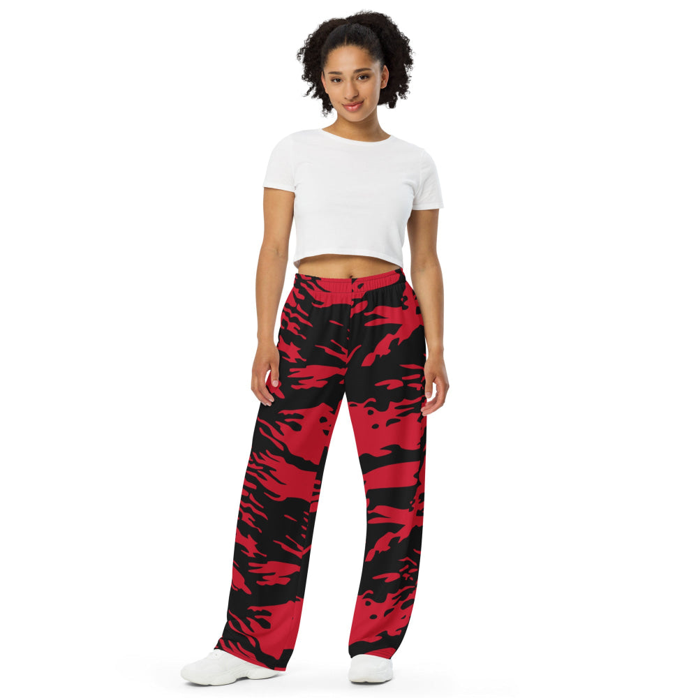 Modern Warfare Red Tiger Stripe CAMO unisex wide-leg pants - Unisex Wide-Leg Pants