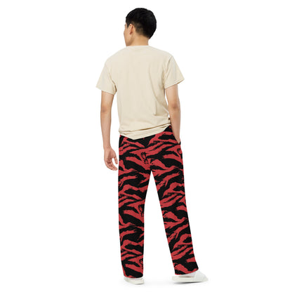 Modern Warfare Red Tiger Stripe CAMO unisex wide-leg pants - Unisex Wide-Leg Pants