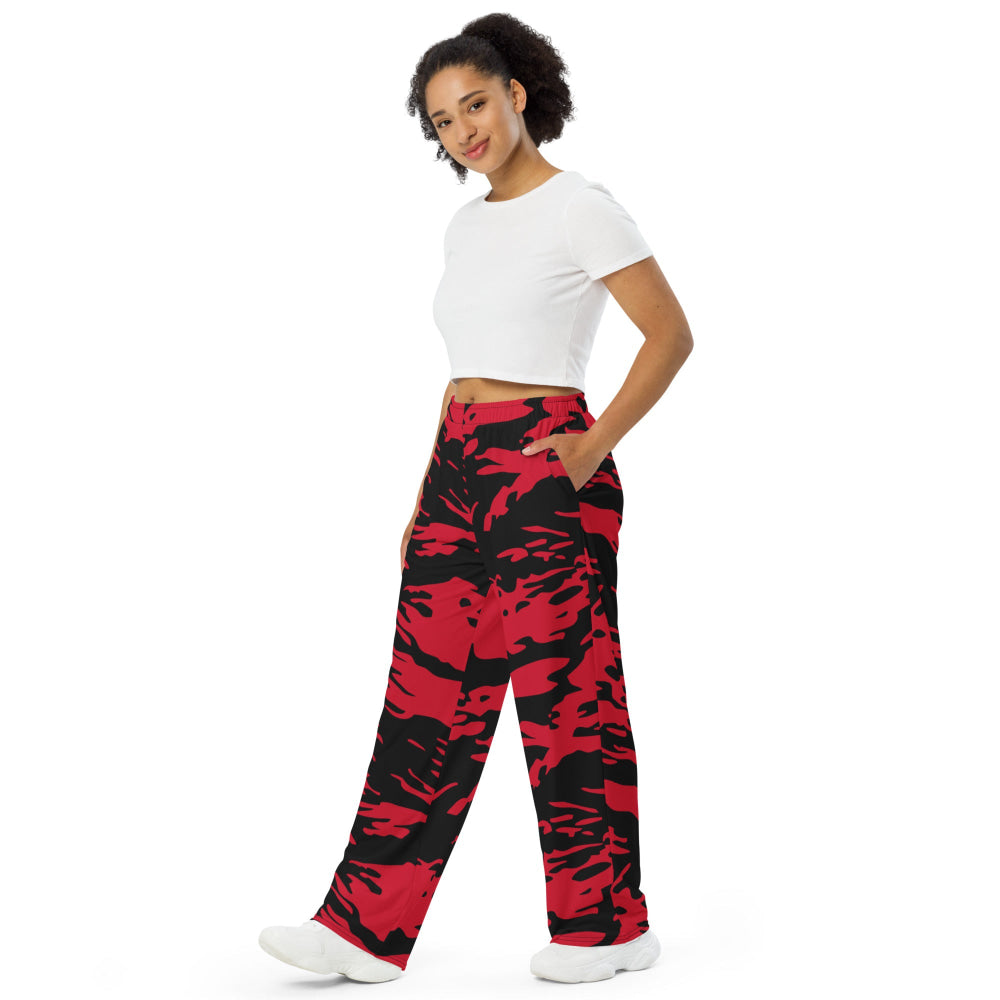 Modern Warfare Red Tiger Stripe CAMO unisex wide-leg pants - Unisex Wide-Leg Pants