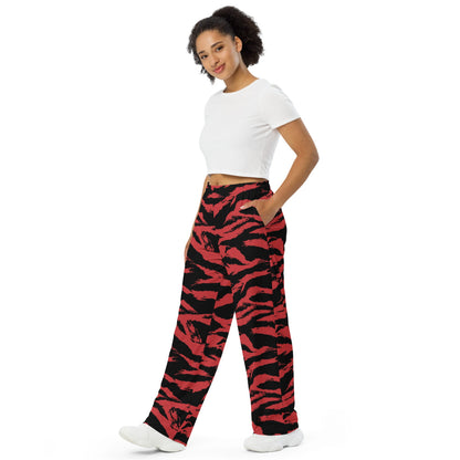 Modern Warfare Red Tiger Stripe CAMO unisex wide-leg pants - Unisex Wide-Leg Pants