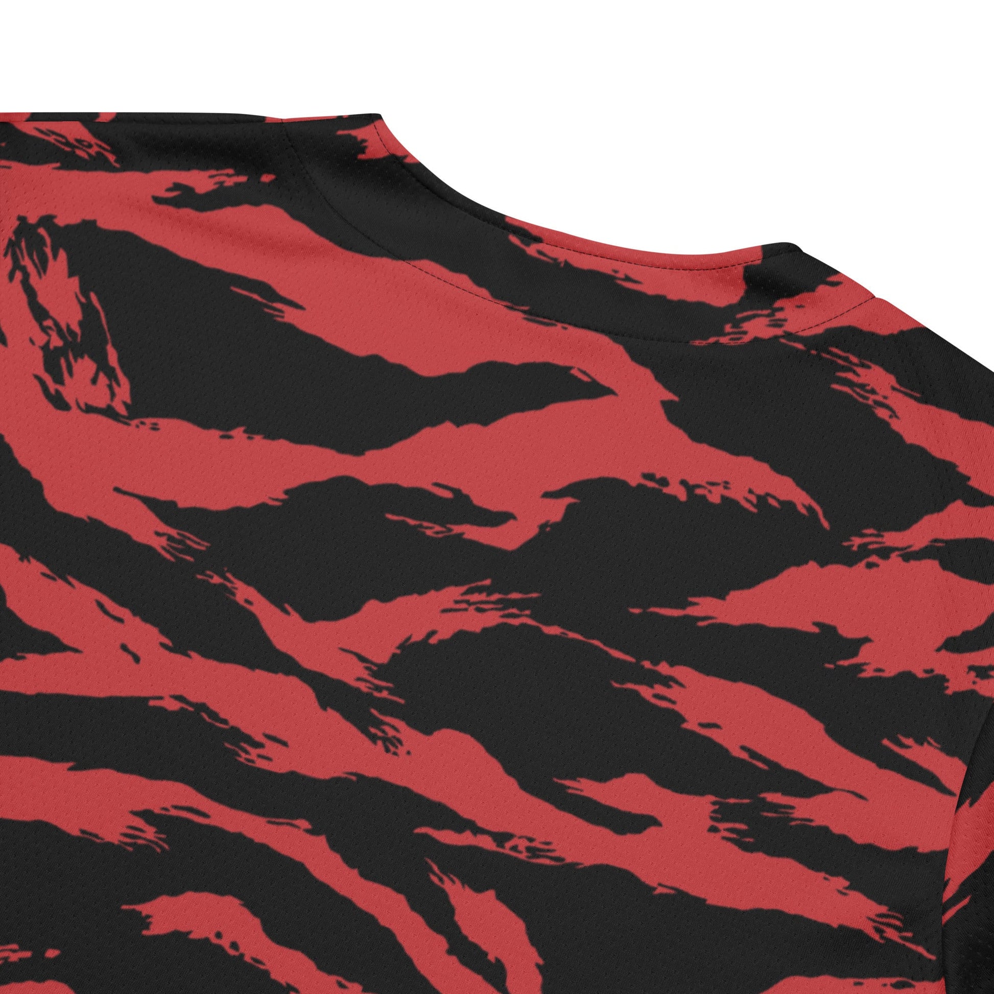 Modern Warfare Tiger Stripe Red and Black CAMO baseball jersey - Baseball Jerseys
