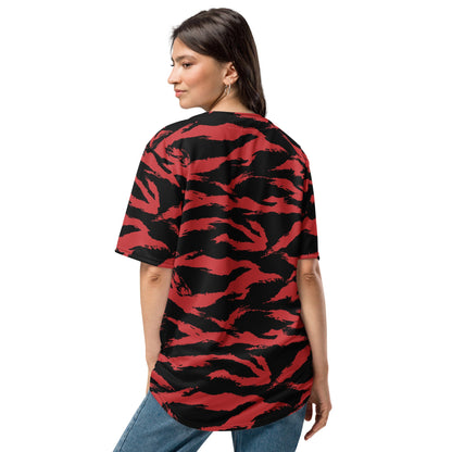 Modern Warfare Tiger Stripe Red and Black CAMO baseball jersey - Baseball Jerseys