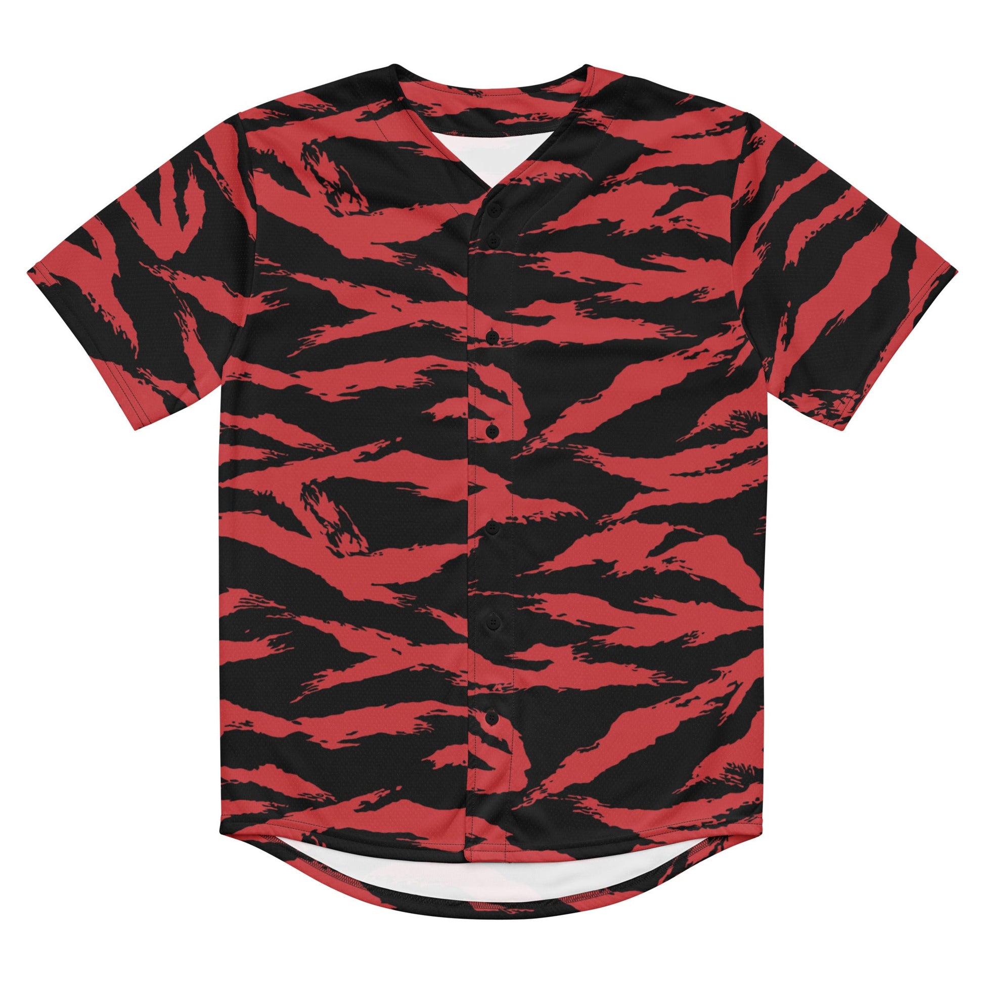 Modern Warfare Tiger Stripe Red and Black CAMO baseball jersey - Baseball Jerseys