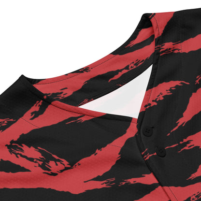 Modern Warfare Tiger Stripe Red and Black CAMO baseball jersey - Baseball Jerseys