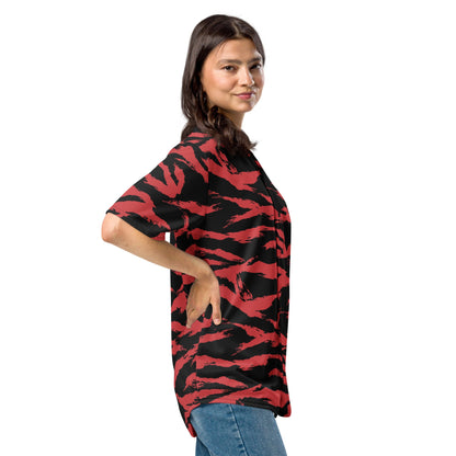Modern Warfare Tiger Stripe Red and Black CAMO baseball jersey - Baseball Jerseys