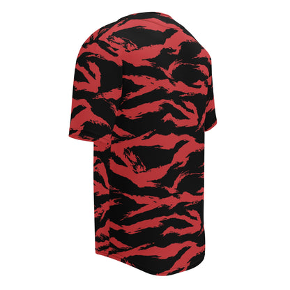 Modern Warfare Tiger Stripe Red and Black CAMO baseball jersey - Baseball Jerseys