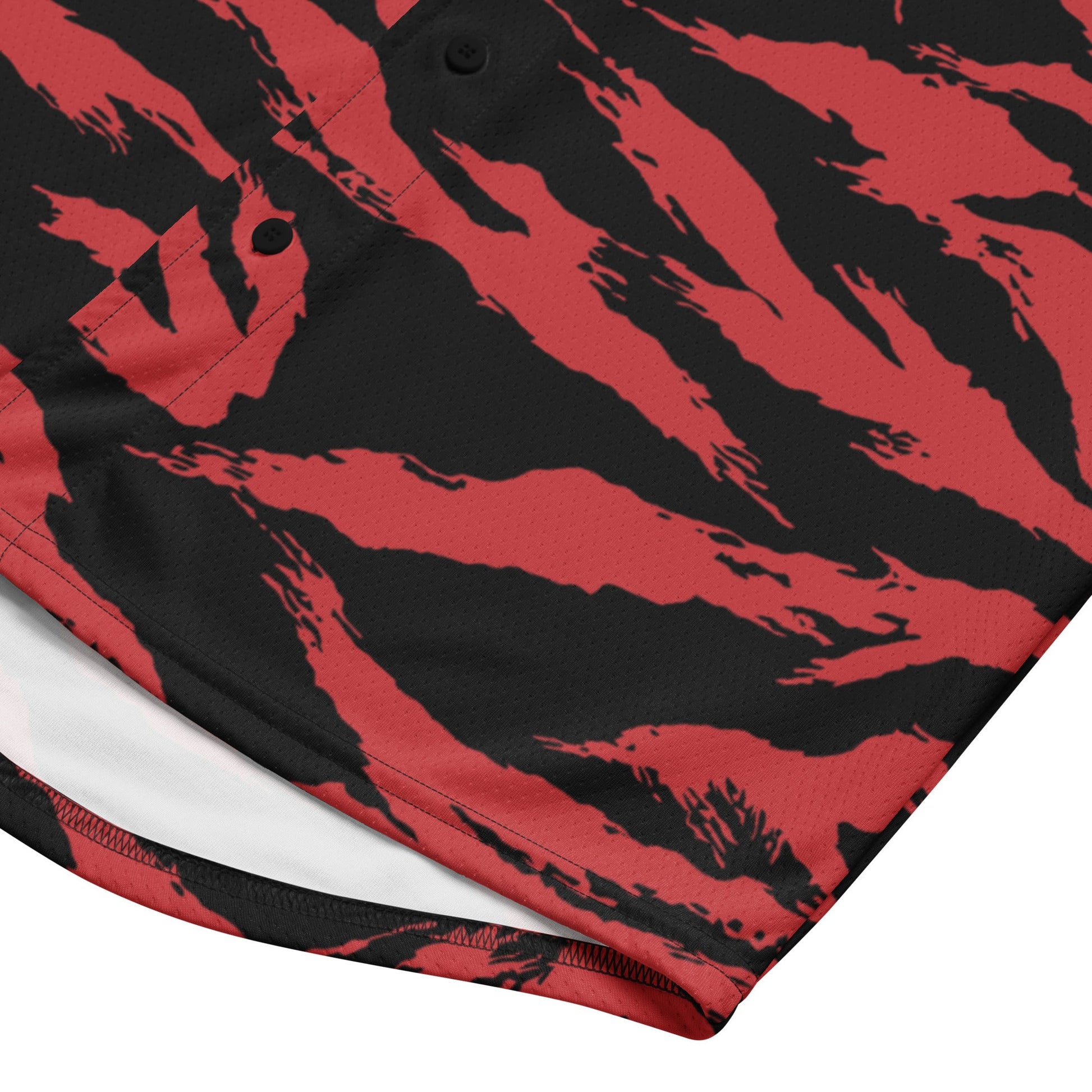 Modern Warfare Tiger Stripe Red and Black CAMO baseball jersey - Baseball Jerseys