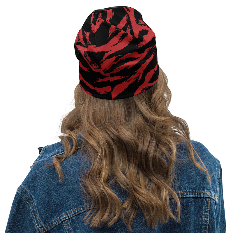 Tiger Stripe Crimson CAMO Beanie - Head