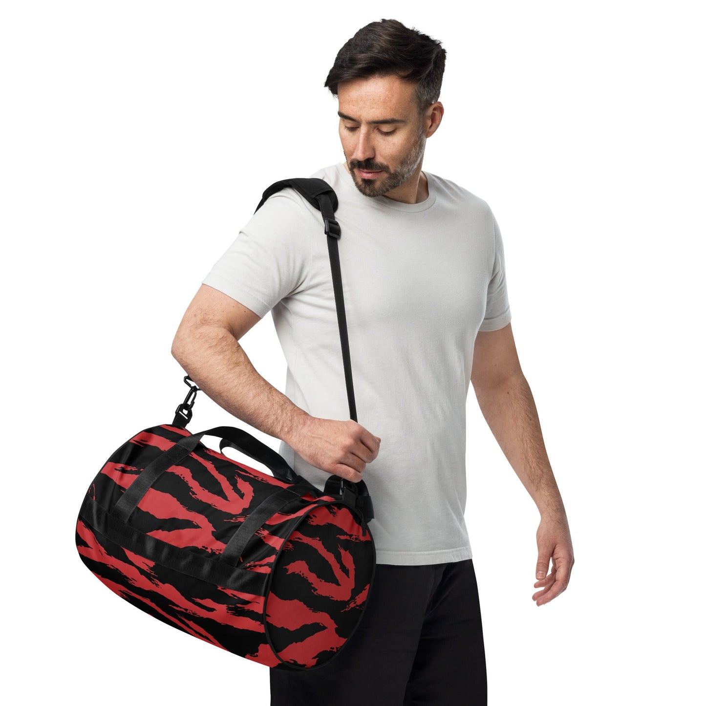 Modern Warfare Tiger Stripe Red and Black CAMO gym bag - Gym Bags
