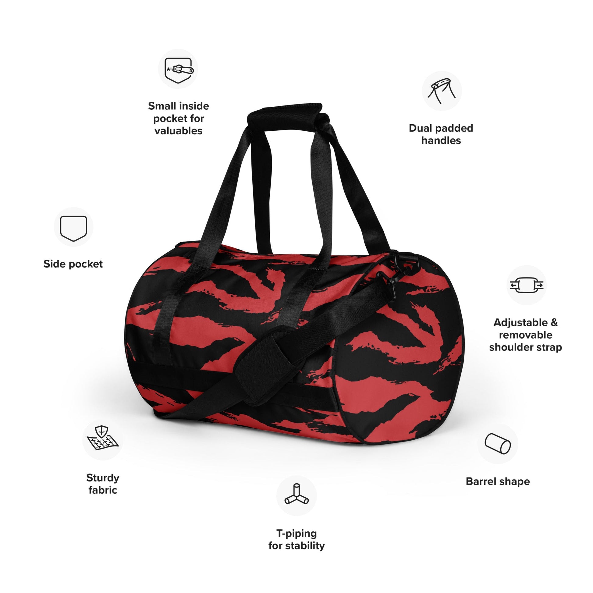 Modern Warfare Tiger Stripe Red and Black CAMO gym bag - Gym Bags