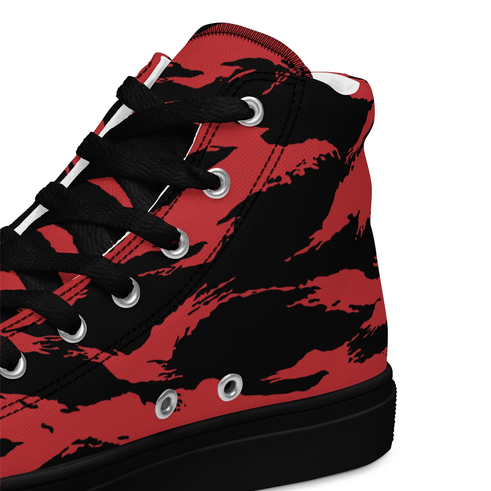 Modern Warfare Tiger Stripe Red and Black CAMO Mens high top canvas shoes - High Top Canvas Shoes