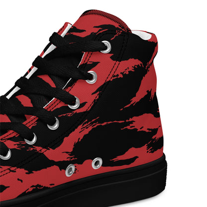 Modern Warfare Tiger Stripe Red and Black CAMO Mens high top canvas shoes - High Top Canvas Shoes