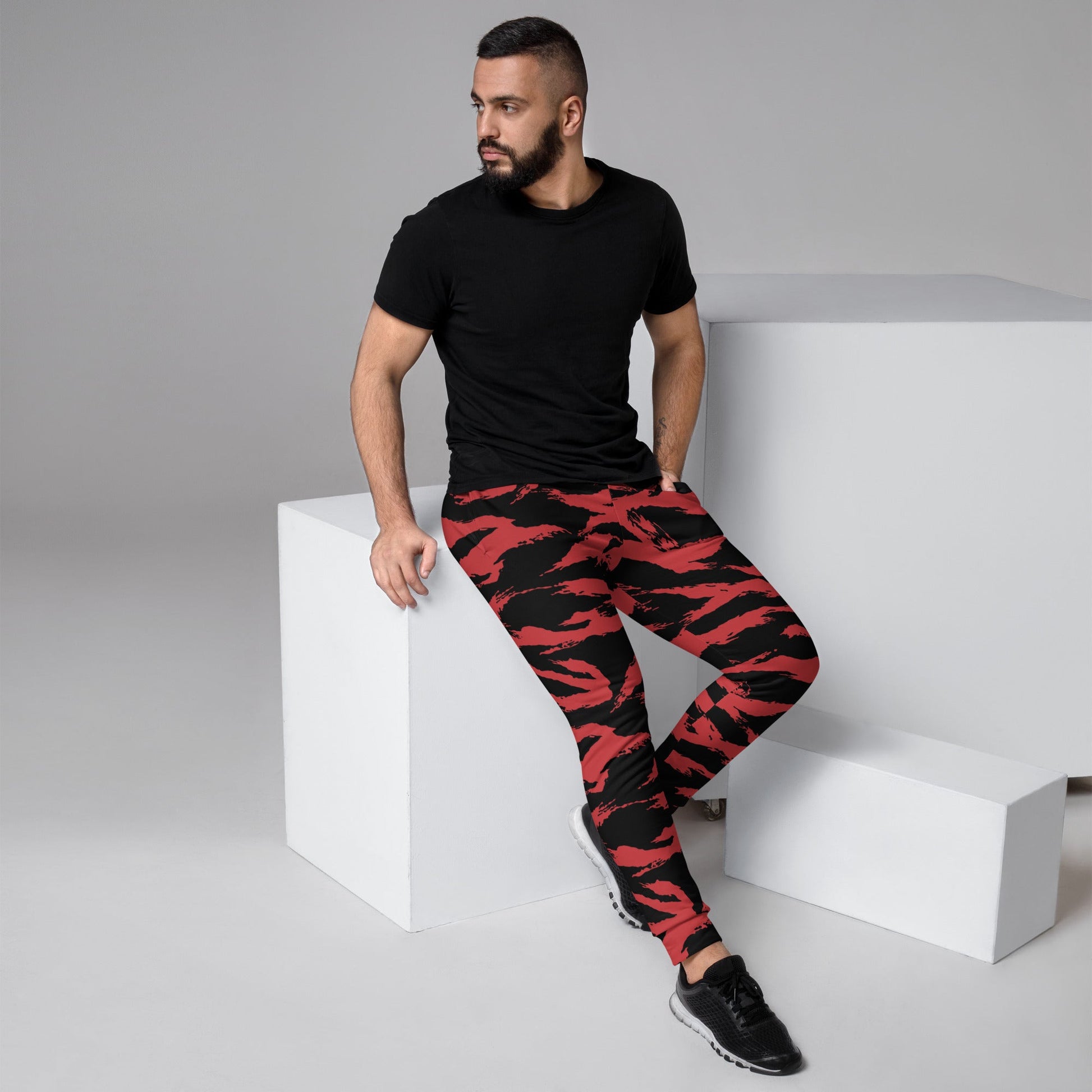 Modern Warfare Tiger Stripe Red and Black CAMO Mens Joggers - XS
