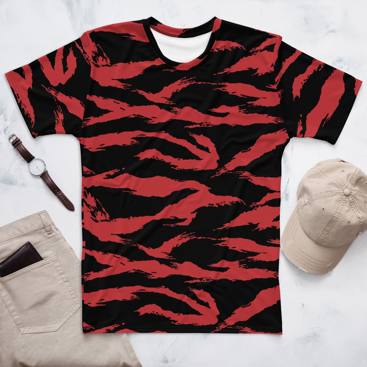 Modern Warfare Tiger Stripe Red and Black CAMO Mens t shirt XS T Shirts