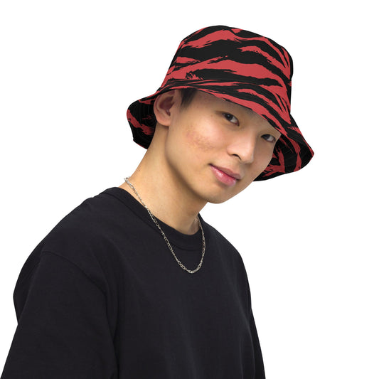 Modern Warfare Tiger Stripe Red and Black CAMO Reversible bucket hat - Bucket Hats