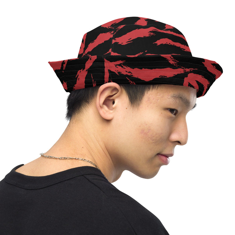 Tiger Stripe Crimson CAMO Reversible Bucket Hat - Head
