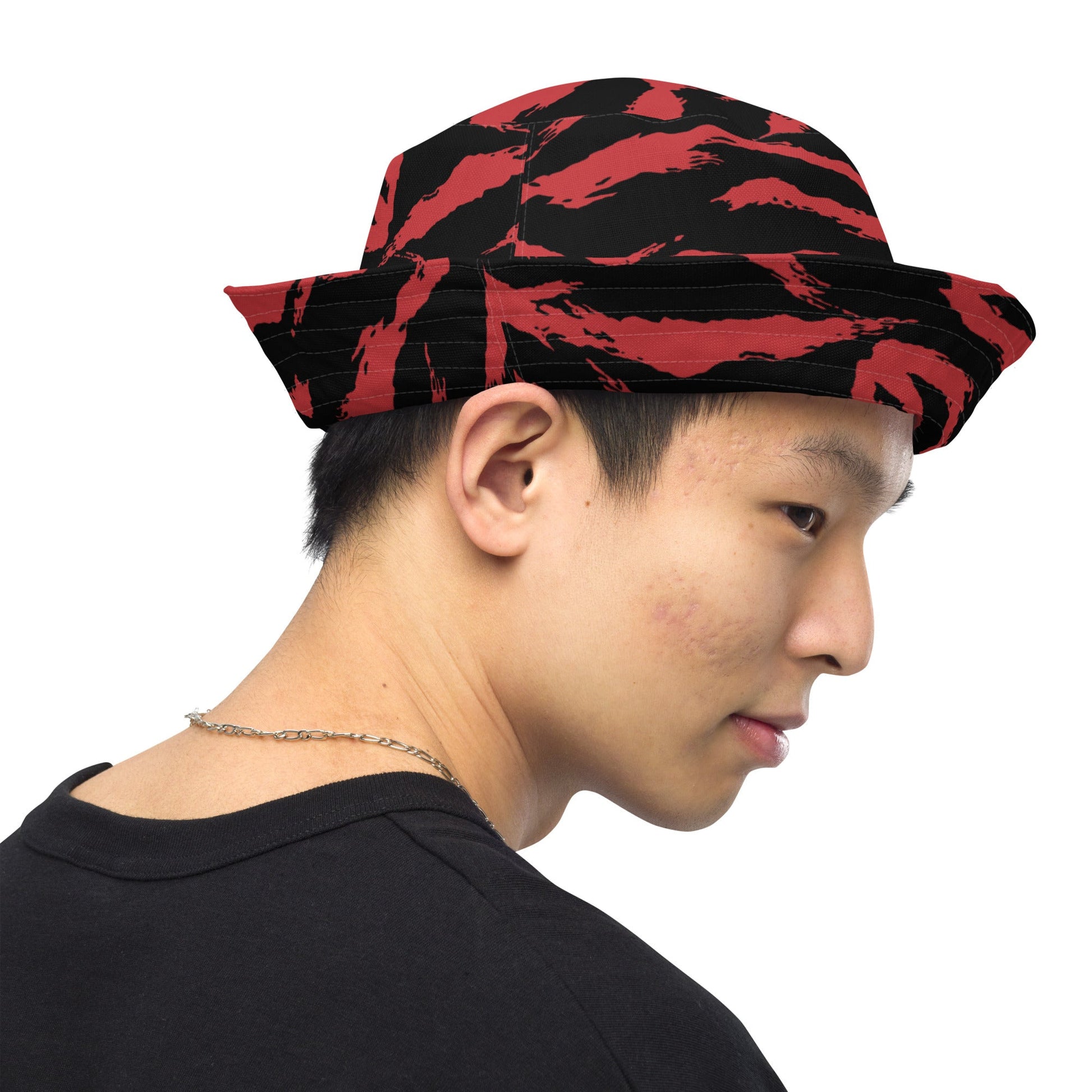 Modern Warfare Tiger Stripe Red and Black CAMO Reversible bucket hat - Bucket Hats